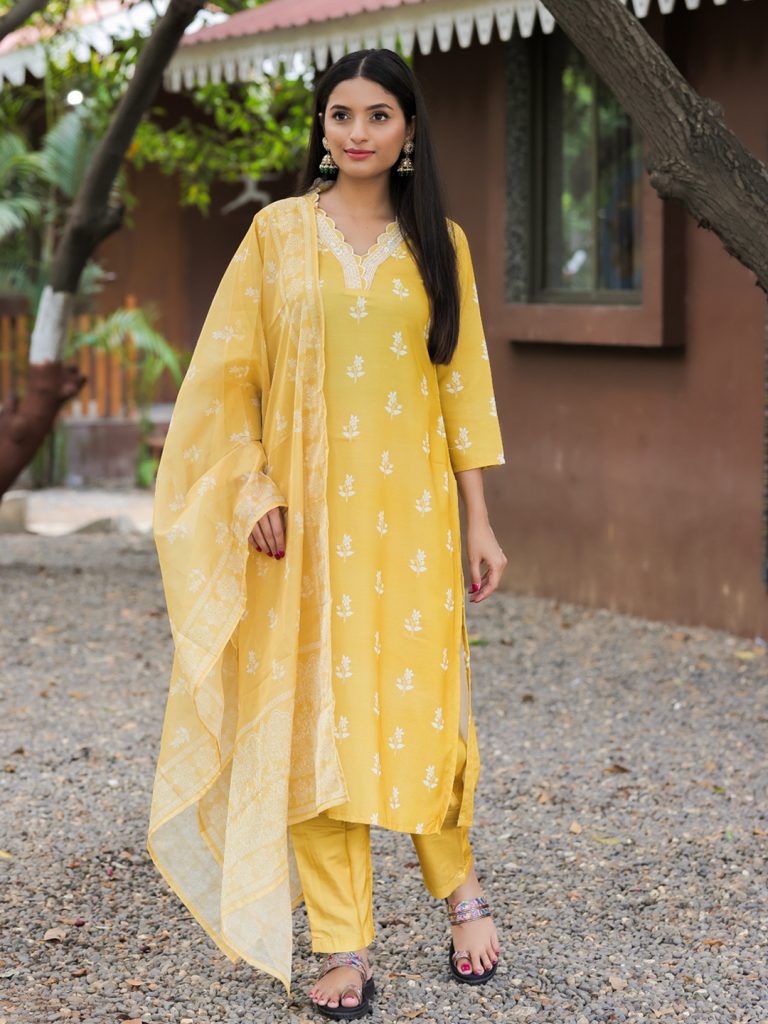 Party Wear Embroidered Worked Kurta With Pant And Duppata Set