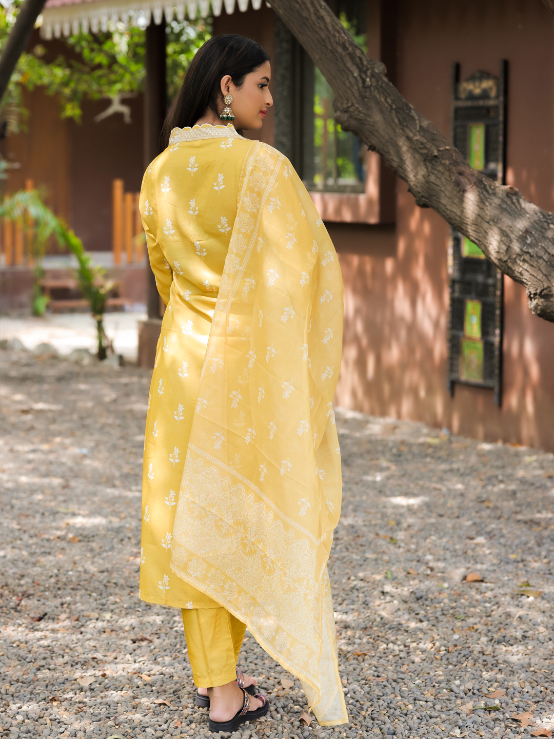 Party Wear Embroidered Worked Kurta With Pant And Duppata Set - Image 4